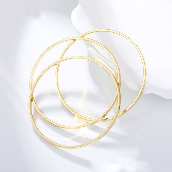 Trio Bangle Bracelet 14k Gold Plated Luxury Jewelry - Picture 5 of 12
